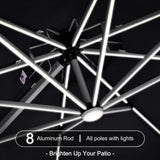 PURPLE LEAF Round Cantilever Umbrella with Base, Outdoor Umbrellas with Lights