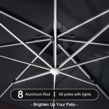 PURPLE LEAF Square Cantilever Umbrella with Base, Outdoor Umbrellas with Lights