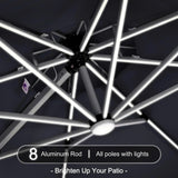 PURPLE LEAF Round Solar Lighted Cantilever Umbrella Outside Patio Umbrella with Lights