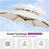 PURPLE LEAF Outdoor Garden Umbrella with Base, Cantilever Umbrellas in Wood Color