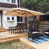 PURPLE LEAF Double Top 9 / 10 / 11 / 12 ft Square Aluminum Sun Umbrellas in Wood Color