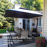 PURPLE LEAF Double Top 9 / 10 / 11 / 12 ft Square Aluminum Sun Umbrellas in Wood Color