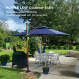 PURPLE LEAF Double Top 9 / 10 / 11 / 12 ft Square Aluminum Sun Umbrellas in Wood Color