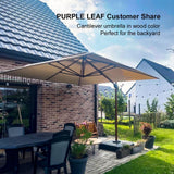 PURPLE LEAF Double Top 9 / 10 / 11 / 12 ft Square Aluminum Sun Umbrellas in Wood Color
