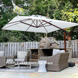PURPLE LEAF Double Top 9 / 10 / 11 / 12 ft Square Aluminum Sun Umbrellas in Wood Color
