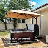 PURPLE LEAF Double Top 9 / 10 / 11 / 12 ft Square Aluminum Sun Umbrellas in Wood Color