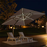 PURPLE LEAF Square Cantilever Umbrella with Base, Outdoor Umbrellas with Lights