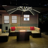 PURPLE LEAF Square Cantilever Umbrella with Base, Outdoor Umbrellas with Lights