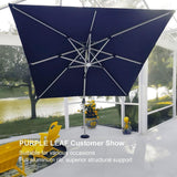 PURPLE LEAF Square Cantilever Umbrella with Base, Outdoor Umbrellas with Lights