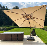 PURPLE LEAF Double Top 9 / 10 / 11 / 12 ft Square Aluminum Sun Umbrellas in Wood Color