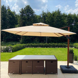 PURPLE LEAF Double Top 9 / 10 / 11 / 12 ft Square Aluminum Sun Umbrellas in Wood Color