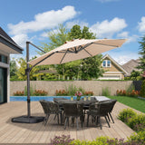 PURPLE LEAF Durable Patio Outdoor Umbrella Aluminum Round Cantilever Sun Yard Umbrellas For Pool, Deck