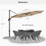 PURPLE LEAF Durable Patio Outdoor Umbrella Aluminum Round Cantilever Sun Yard Umbrellas For Pool, Deck