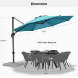 PURPLE LEAF Durable Patio Outdoor Umbrella Aluminum Round Cantilever Sun Yard Umbrellas For Pool, Deck