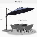 PURPLE LEAF Durable Patio Outdoor Umbrella Aluminum Round Cantilever Sun Yard Umbrellas For Pool, Deck