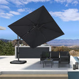PURPLE LEAF Lateral Tilt Patio Umbrella with Base, 360° Swivel Cantilever Umbrella with Stand