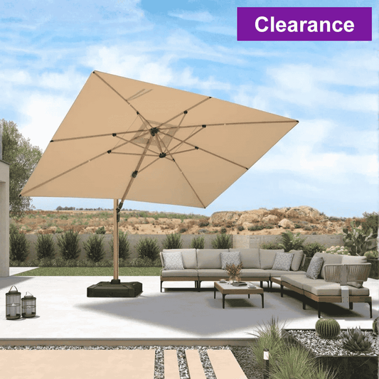PURPLE LEAF Wood Grain Cantilever Patio Umbrella Aluminum Outdoor Umbrellas
