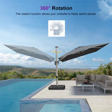 PURPLE LEAF Deluxe Left-Right Tilting Patio Umbrella Outdoor Swivel Cantilever Umbrellas