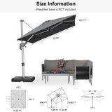 PURPLE LEAF Deluxe Left-Right Tilting Patio Umbrella Outdoor Swivel Cantilever Umbrellas
