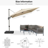 PURPLE LEAF Deluxe Left-Right Tilting Patio Umbrella Outdoor Swivel Cantilever Umbrellas