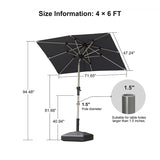 PURPLE LEAF Hailar Tilting Market Umbrella with Base Premium Outdoor Table Umbrella