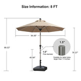 PURPLE LEAF Hailar Tilting Market Umbrella with Base Premium Outdoor Table Umbrella