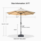 PURPLE LEAF Round Tiltable Patio Umbrella Poolside Porch Table Umbrella