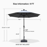 PURPLE LEAF Round Tiltable Patio Umbrella Poolside Porch Table Umbrella