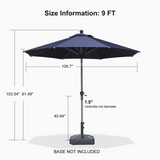 PURPLE LEAF Round Tiltable Patio Umbrella Poolside Porch Table Umbrella