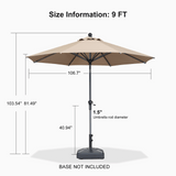 PURPLE LEAF Round Tiltable Patio Umbrella Poolside Porch Table Umbrella