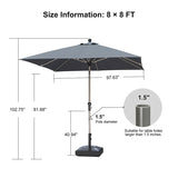 PURPLE LEAF Hailar Tilting Market Umbrella with Base Premium Outdoor Table Umbrella