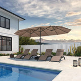 PURPLE LEAF Table Umbrella Double Sided Rectangular Patio Market Umbrella with Base