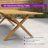 PURPLE LEAF Modern Outdoor Dining Table with 6/8/10 Seats, All-Weather Aluminum Table and Rattan Chairs with Cushions, Champagne