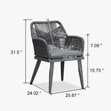 PURPLE LEAF Outdoor Dining Chair Set of 2 All-Weather Rattan Modern Dining Chair with Aluminum Frame for Kitchen Backyard Deck