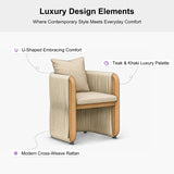 PURPLE LEAF Byron Outdoor Dining Set with Blended Olefin Cushion Aluminum Luxury Patio Furniture Dining Set All Weather Wicker Dining Sets for Backyard Deck, Teak