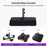 PURPLE LEAF Double-Sided Market Umbrella Large Rectangular Patio Umbrellas with Base