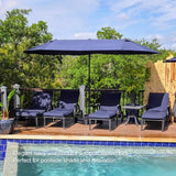 PURPLE LEAF Table Umbrella Double Sided Rectangular Patio Market Umbrella with Base