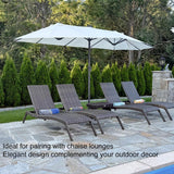 PURPLE LEAF Double-Sided Market Umbrella Large Rectangular Patio Umbrellas with Base