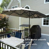 PURPLE LEAF Table Umbrella Double Sided Rectangular Patio Market Umbrella with Base