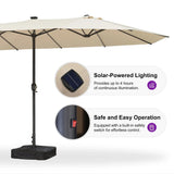 PURPLE LEAF Double Sided Patio Umbrella with Light Large Market Umbrellas with Base