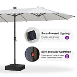 PURPLE LEAF Double Sided Patio Umbrella with Light Large Market Umbrellas with Base