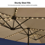 PURPLE LEAF Double Sided Patio Umbrella with Light Large Market Umbrellas with Base