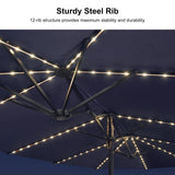 PURPLE LEAF Double Sided Patio Umbrella with Light Large Market Umbrellas with Base