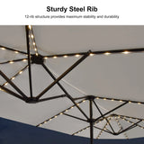 PURPLE LEAF Double Sided Patio Umbrella with Light Large Market Umbrellas with Base