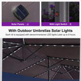 PURPLE LEAF Double-Sided Market Umbrella with Light Large Patio Umbrellas with Base