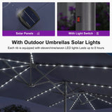 PURPLE LEAF Double-Sided Market Umbrella with Light Large Patio Umbrellas with Base