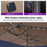 PURPLE LEAF Double-Sided Market Umbrella with Light Large Patio Umbrellas with Base