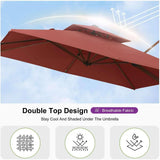 PURPLE LEAF Double Top 9 / 10 / 11 / 12 ft Square Aluminum Sun Umbrellas in Wood Color