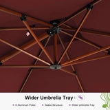 PURPLE LEAF Double Top 9 / 10 / 11 / 12 ft Square Aluminum Sun Umbrellas in Wood Color