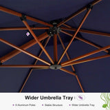 PURPLE LEAF Double Top 9 / 10 / 11 / 12 ft Square Aluminum Sun Umbrellas in Wood Color